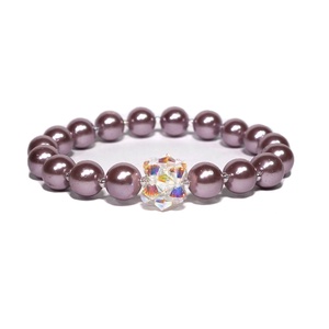 Swarovski Crystal AB kagyló karkötő, Rosegold, szürke, fekete, rózsaszín, fehér - ékszer - karkötő - gyöngyös karkötő - Meska.hu
