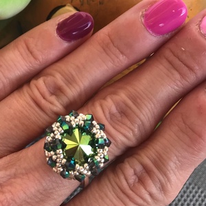 Swarovski Scarabeus Green Zöld 925 Sterling Ezüst gyűrű Egyedi - ékszer - gyűrű - kerek gyűrű - Meska.hu
