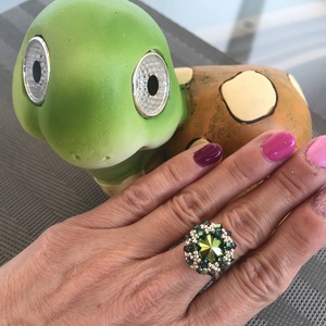 Swarovski Scarabeus Green Zöld 925 Sterling Ezüst gyűrű Egyedi - ékszer - gyűrű - kerek gyűrű - Meska.hu
