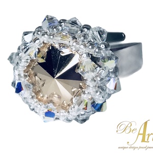 Swarovski gyűrű Rose Gold, Crystal AB Egyedi orvosi fém - Meska.hu