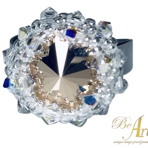 Swarovski gyűrű Rose Gold, Crystal AB Egyedi orvosi fém - ékszer - gyűrű - többköves gyűrű - Meska.hu