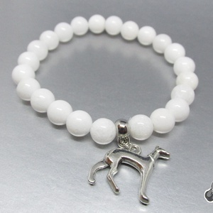 Hókvarc- Kutyás karkötő - ékszer - karkötő - gyöngyös karkötő - Meska.hu