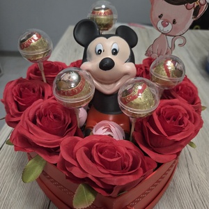 Szív alakú Mickey egeres rózsabox  - otthon & életmód - dekoráció - virágdísz és tartó - csokor & virágdísz - Meska.hu