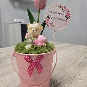 Tulipán és maci anyák napjára  - Meska.hu