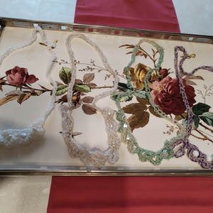 Horgolt nyak�k gyöngyökkel 4db, Ékszer, Nyaklánc, Gyöngyös nyaklánc, Horgolás, MESKA