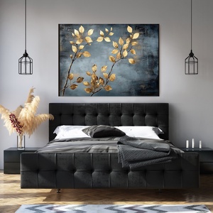 Arany kék virágválogatás festmény (1. rész) - művészet - festmény - akril - Meska.hu