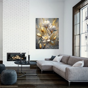 Arany kék virágválogatás festmény (3. rész) - művészet - festmény - akril - Meska.hu