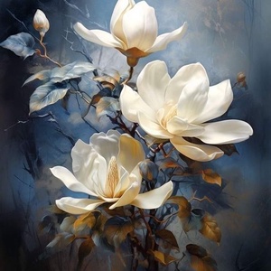 Kék virágválogatás festmény (1. rész) - Meska.hu