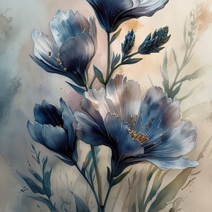 Kék virágválogatás festmény (2. rész), Művészet, Festmény, Olajfestmény, Festészet, MESKA