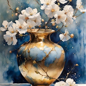 Kék virágválogatás festmény (3. rész) - Meska.hu