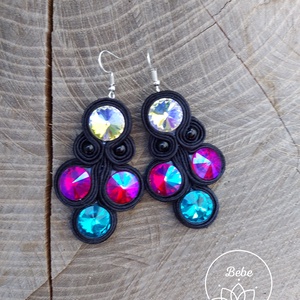 Csupaszín sujtás fülbevaló , Ékszer, Fülbevaló, Lógó fülbevaló, Gyöngyfűzés, gyöngyhímzés, Varrás, MESKA