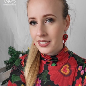 Piros magyaros matyó sujtás fülbevaló  - ékszer - fülbevaló - rojtos fülbevaló - Meska.hu