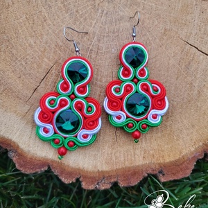 Kokárda piros- fehér- zöld, nemzetiszín kézműves sujtás fülbevaló, Ékszer, Fülbevaló, Lógó fülbevaló, Gyöngyfűzés, gyöngyhímzés, Varrás, MESKA