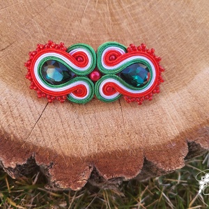 Nemzetiszín kézműves sujtás hajdísz francia csaton - Meska.hu