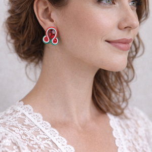 Mini bedugós nemzetiszín kézműves sujtás fülbevaló - ékszer - fülbevaló - lógó fülbevaló - Meska.hu