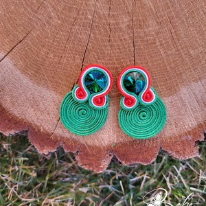 Nemzetiszín tekert kézműves sujtás fülbevaló - Meska.hu