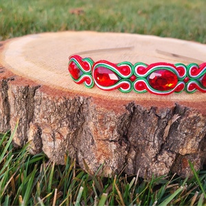 Nemzetiszín kézműves sujtás hajráf, Ruha & Divat, Hajdísz & Hajcsat, Hajráf & Hajpánt, Gyöngyfűzés, gyöngyhímzés, Varrás, MESKA