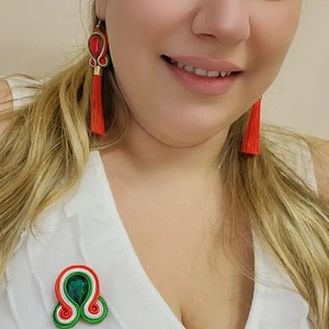 Kokárda csepp nemzetiszín kézműves sujtás bross - ékszer - kitűző és bross - Meska.hu