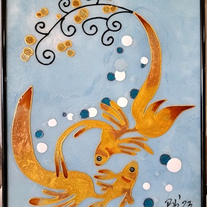 Halak - üvegfestmény - Meska.hu