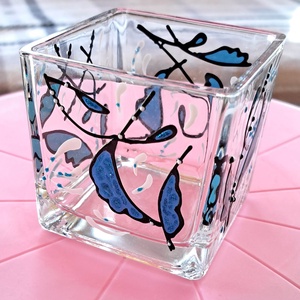 Egyedi motívumos mécsestartó - üvegfestéssel - Meska.hu