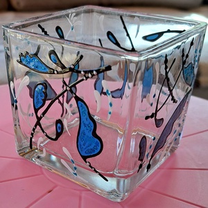 Egyedi motívumos mécsestartó - üvegfestéssel - művészet - festmény - üvegfestmény - Meska.hu