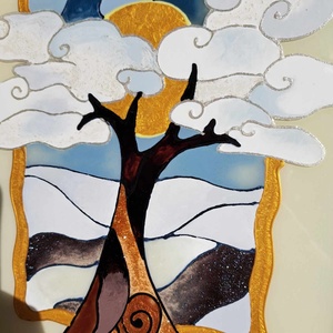 Életfa-tél - művészet - festmény - üvegfestmény - Meska.hu