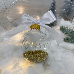 Átlátszó karácsonyfa dísz 8cm (csillámmal töltve) - karácsony - karácsonyi lakásdekoráció - karácsonyfadíszek - Meska.hu