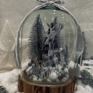 Ezüst karácsonyi üvegbúra - karácsony - adventi díszek - adventi asztaldísz - Meska.hu