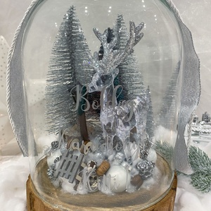 Ezüst karácsonyi üvegbúra - karácsony - adventi díszek - adventi asztaldísz - Meska.hu