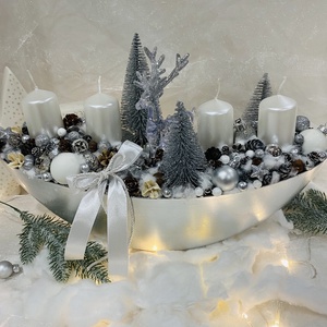 Adventi koszorú ( csónak tálban) - karácsony - adventi díszek - adventi koszorú - Meska.hu