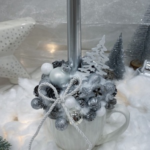 ezüst bögrés dísz - karácsony - adventi díszek - adventi asztaldísz - Meska.hu