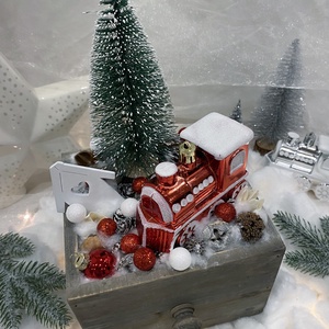 Karácsonyi fiókos asztal dísz - piros, Karácsony, Adventi díszek, Adventi asztaldísz, Mindenmás, MESKA