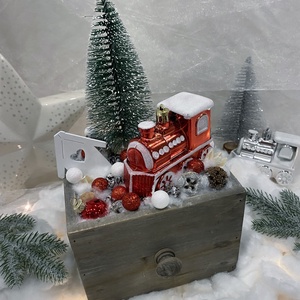 Karácsonyi fiókos asztal dísz - piros - karácsony - adventi díszek - adventi asztaldísz - Meska.hu