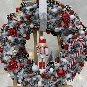 Piros karácsonyi kopogtató - karácsony - adventi díszek - adventi ajtódísz - Meska.hu