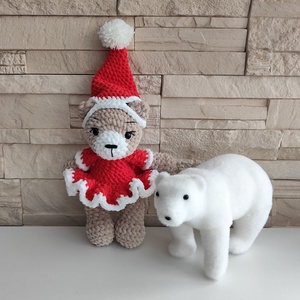Bebi Mikulás macilány horgolási minta (pdf) - karácsonyi amigurumi leírás  - Meska.hu