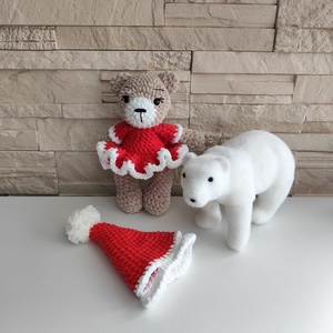 Bebi Mikulás macilány horgolási minta (pdf) - karácsonyi amigurumi leírás  - diy (csináld magad) - szabásminta, útmutató - horgolási minta - Meska.hu