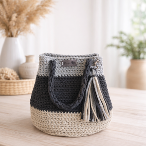 Horgolt táska - Lola pamut zsinórfonalból, Táska & Tok, Kézitáska & válltáska, Nagy pakolós táska, Horgolás, MESKA