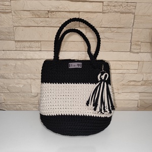 Horgolt táska - Lola pamut zsinórfonalból - táska & tok - kézitáska & válltáska - nagy pakolós táska - Meska.hu