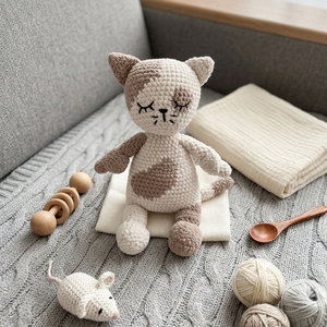 Szundipajti horgolt cicus � a legpuhább alvóbarát - baba - mama - baba játékok - szundikendő, alvóka - Meska.hu