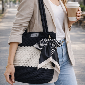 Horgolt női válltáska � nyári kézitáska pamut zsinórfonalból, egyedi kézműves shopper táska ajándék nőknek, Táska & Tok, Kézitáska & válltáska, Nagy pakolós táska, Horgolás, MESKA