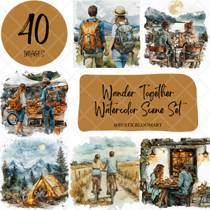 Akvarell illusztráció csomag, 40 db PNG + PDF, scrapbookinghoz és kreatív projektekhez - művészet - grafika & illusztráció - digitális - Meska.hu
