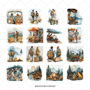 Akvarell illusztráció csomag, 50 db PNG + PDF, scrapbookinghoz és kreatív projektekhez - művészet - grafika & illusztráció - digitális - Meska.hu