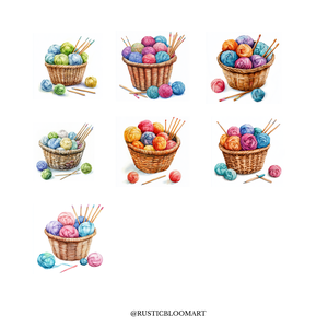 Akvarell illusztráció csomag, fonal, gombolyag clipart, 16 db PNG + PDF, scrapbookinghoz és kreatív projektekhez - művészet - grafika & illusztráció - digitális - Meska.hu