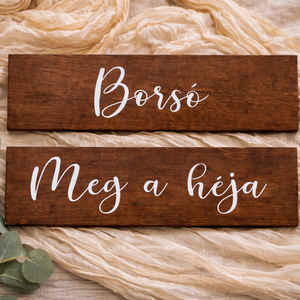 Borsó meg a héja � páros fatábla, esküvői tábla fotózáshoz, fa tábla, fa dekor - esküvő - dekoráció - tábla & jelzés - Meska.hu