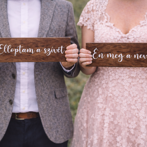 Elloptam a szívét-Én meg a nevét-esküvői tábla fotózáshoz, fa tábla, fa dekor, Esküvő, Dekoráció, Tábla & Jelzés, Famegmunkálás, MESKA
