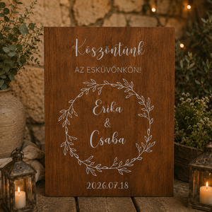 Esküvői köszöntő tábla koszorú mintával - esküvő - dekoráció - tábla & jelzés - Meska.hu
