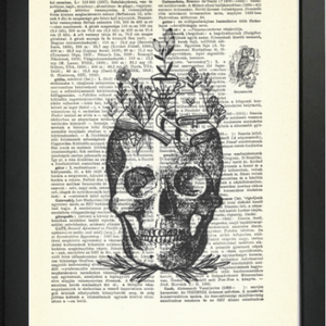 Virágos koponya - nyomat A4 ajándék keretben - otthon & életmód - dekoráció - fali és függő dekoráció - falra akasztható dekor - Meska.hu