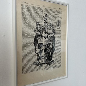 Virágos koponya - nyomat A4 ajándék keretben - otthon & életmód - dekoráció - fali és függő dekoráció - falra akasztható dekor - Meska.hu