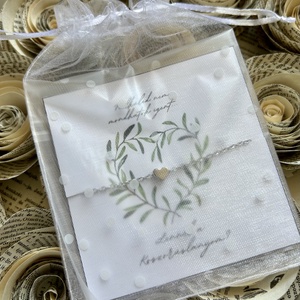 Tanú koszorúslány felkérő karkötő leveles szív TÖBBFÉLE - esküvő - meghívó & kártya - tanú felkérő - Meska.hu