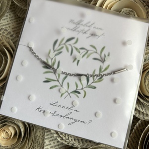 Tanú koszorúslány felkérő karkötő leveles szív TÖBBFÉLE - esküvő - meghívó & kártya - tanú felkérő - Meska.hu